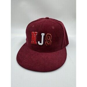 New Jersey Sets Corduroy Embroidered Maroon Strap Back Cap Hat